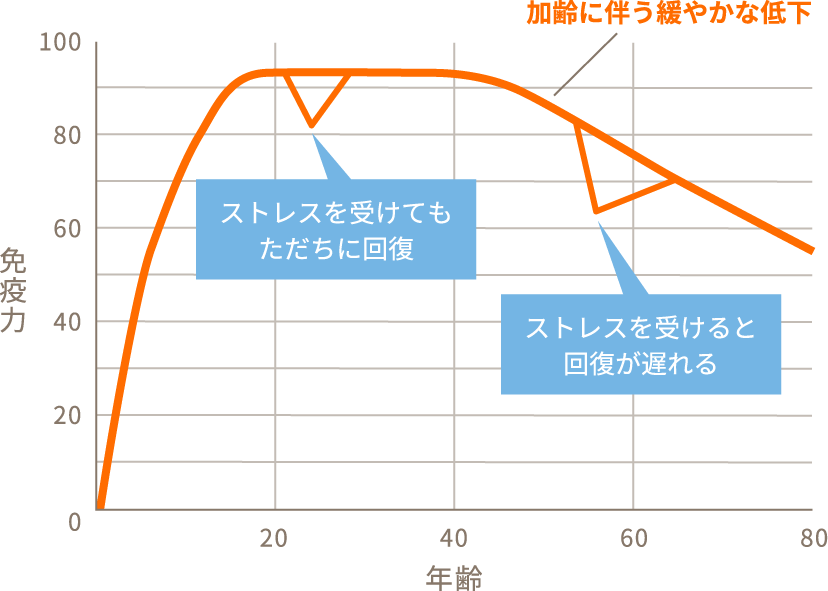 生体防御論の免疫カーブ